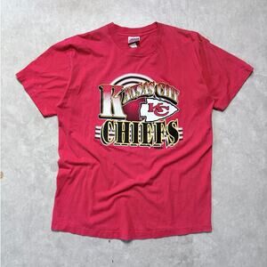 90s Vintage Kansas City Chiefs Trench Red T-Shirt -M
